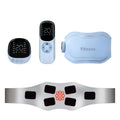 Azure rechargeable massage belt with red light hot compress and remote control on a light background