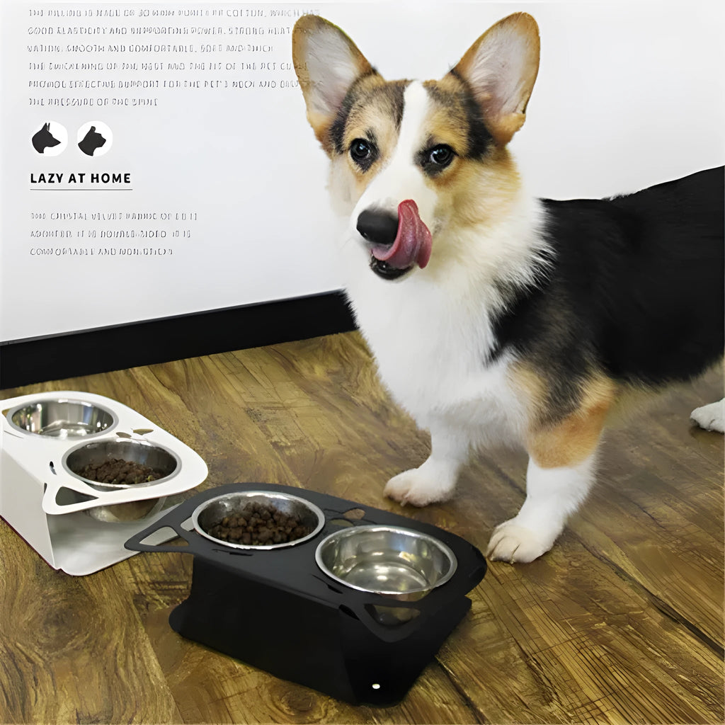 Anti-falling cat dog stainless steel feeding water bowl 35cm x 25cm x 80cm in black white pink blue