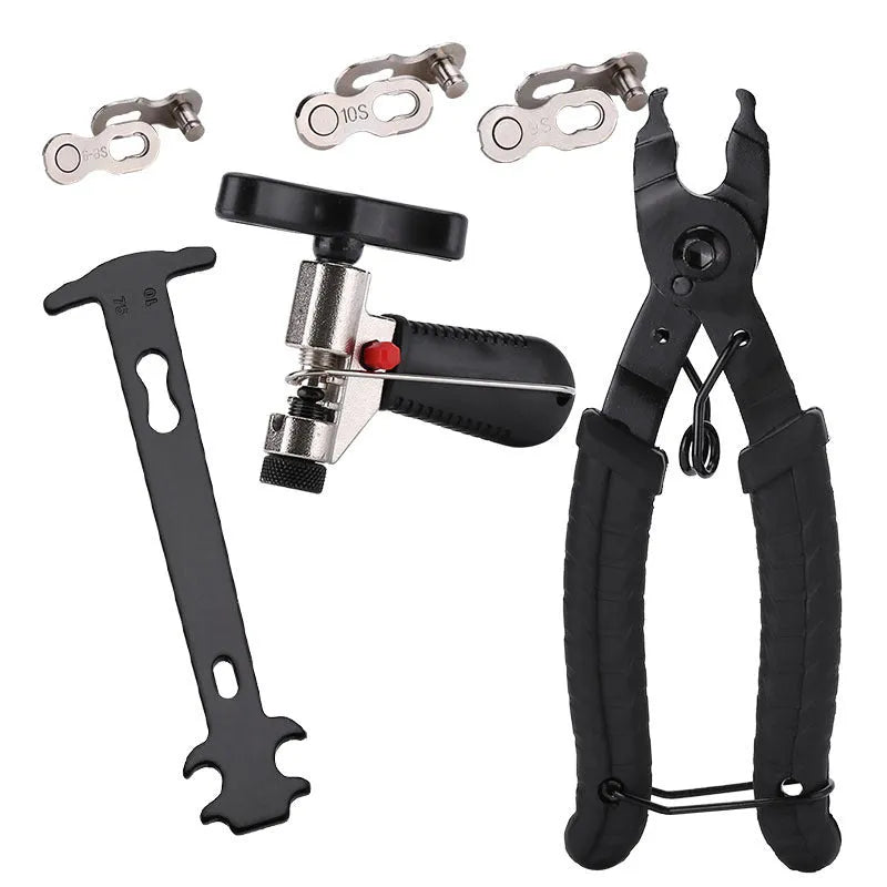 Iron bicycle repair tool set with chain cutting device and central shaft puller for mountain bike maintenance