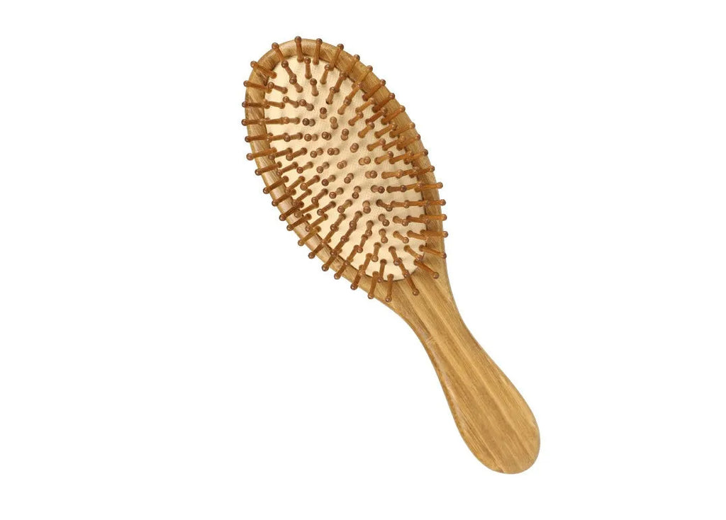 Carbonised bamboo cushion massage comb with smooth finish, 66x218mm size