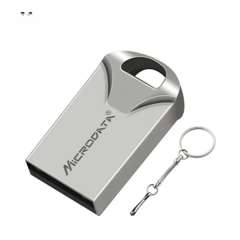Metal car design USB memory stick necklace drive with chain on black background