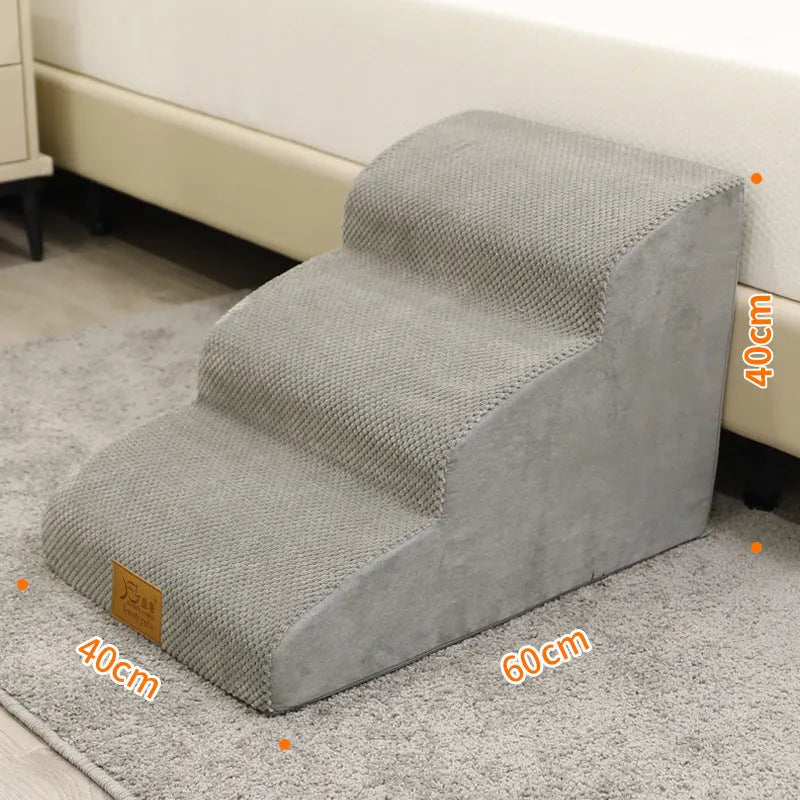 Small dog cat ladder in velvet or corduroy, 30cm to 50cm heights, for bed and sofa access.