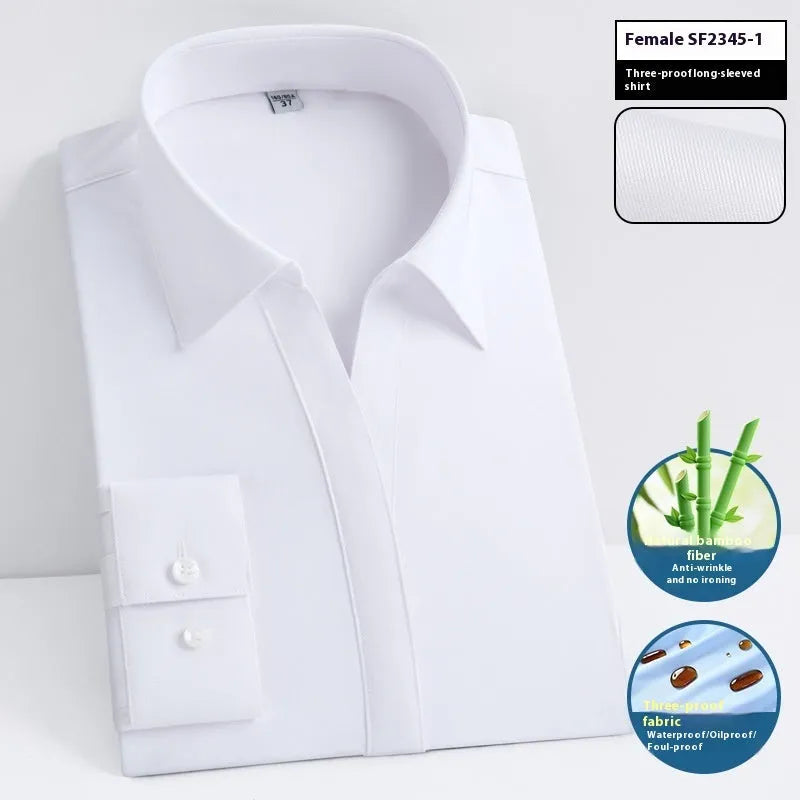 Men's slim fit square collar business shirt in bamboo fibre fabric, available in long and short sleeve styles.