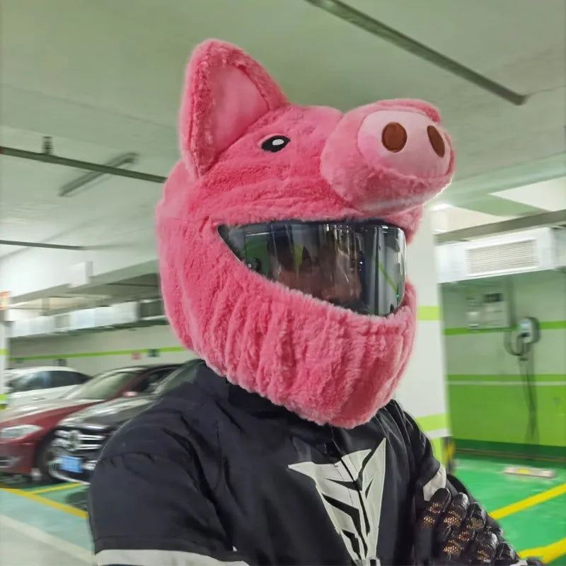Motorcycle helmet protective sleeve in cartoon hood design with PV velvet plush material
