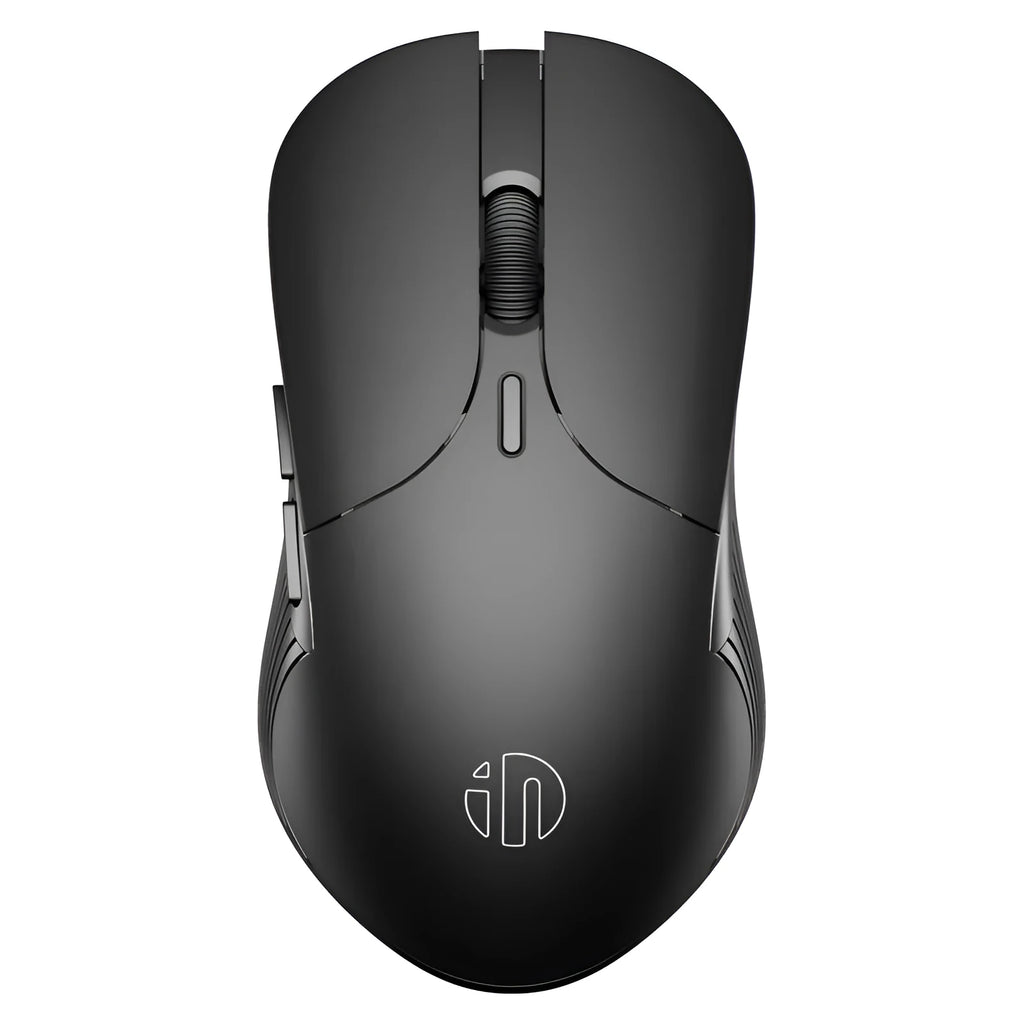 Black wireless voice mouse with six buttons, measuring 123x35x65.5mm