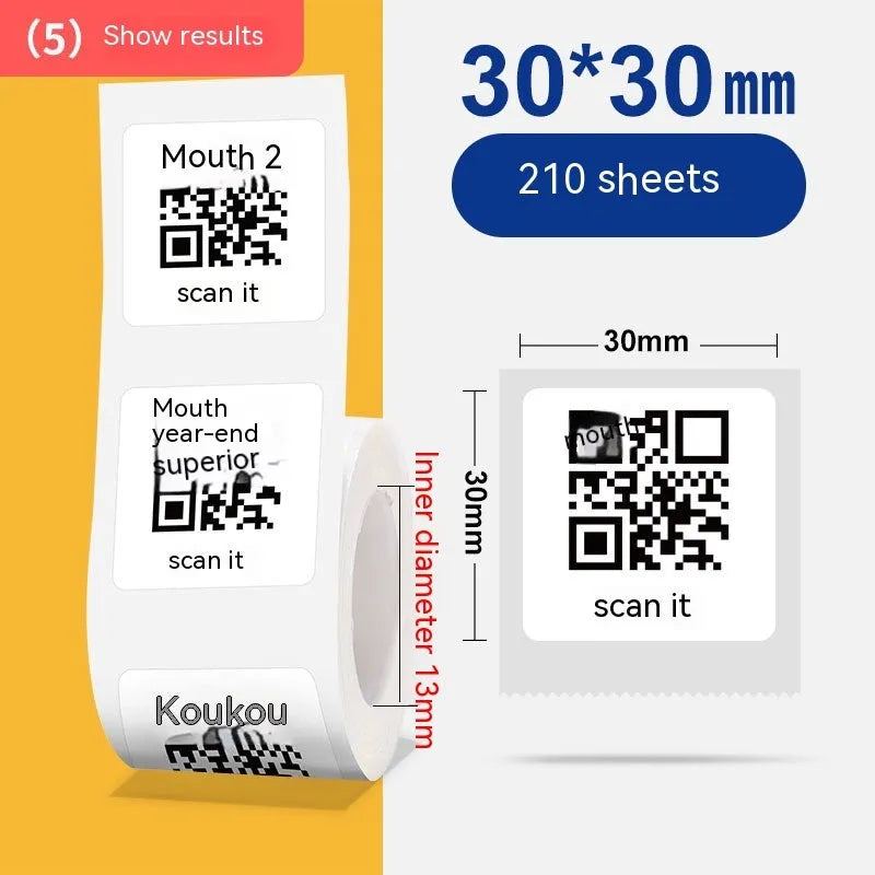 Roll of white 40x40mm thermal adhesive label paper with 160 sheets for retail pricing