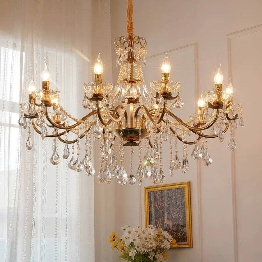 Black iron crystal chandelier with 8 heads for living room ceiling light