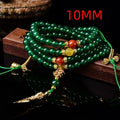 Handmade multi-circle bracelet with natural green agate beads from Brazil.