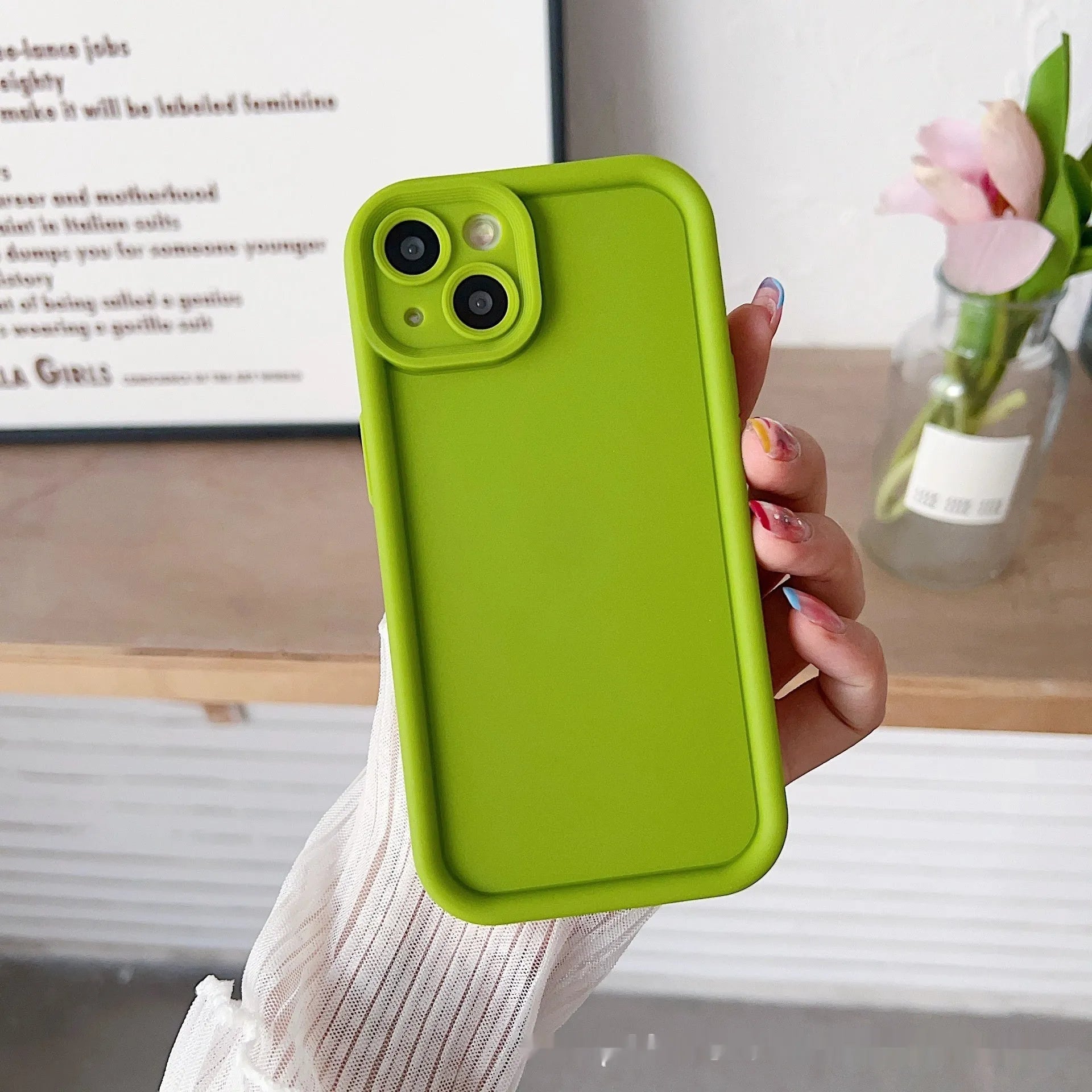 Simple solid colour frosted TPU phone case with bracket for Xiaomi, anti-fall soft shell