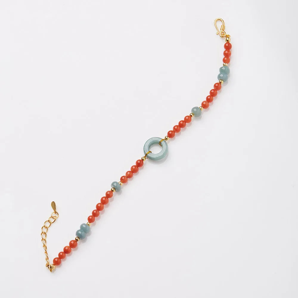 Natural South Red agate bracelet with 4mm round beads and safety buckle clasp