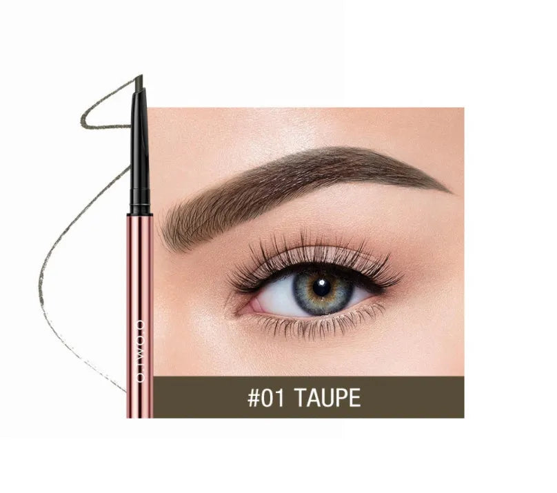 Eyebrow pencil set showing six colour options in colour box packaging.