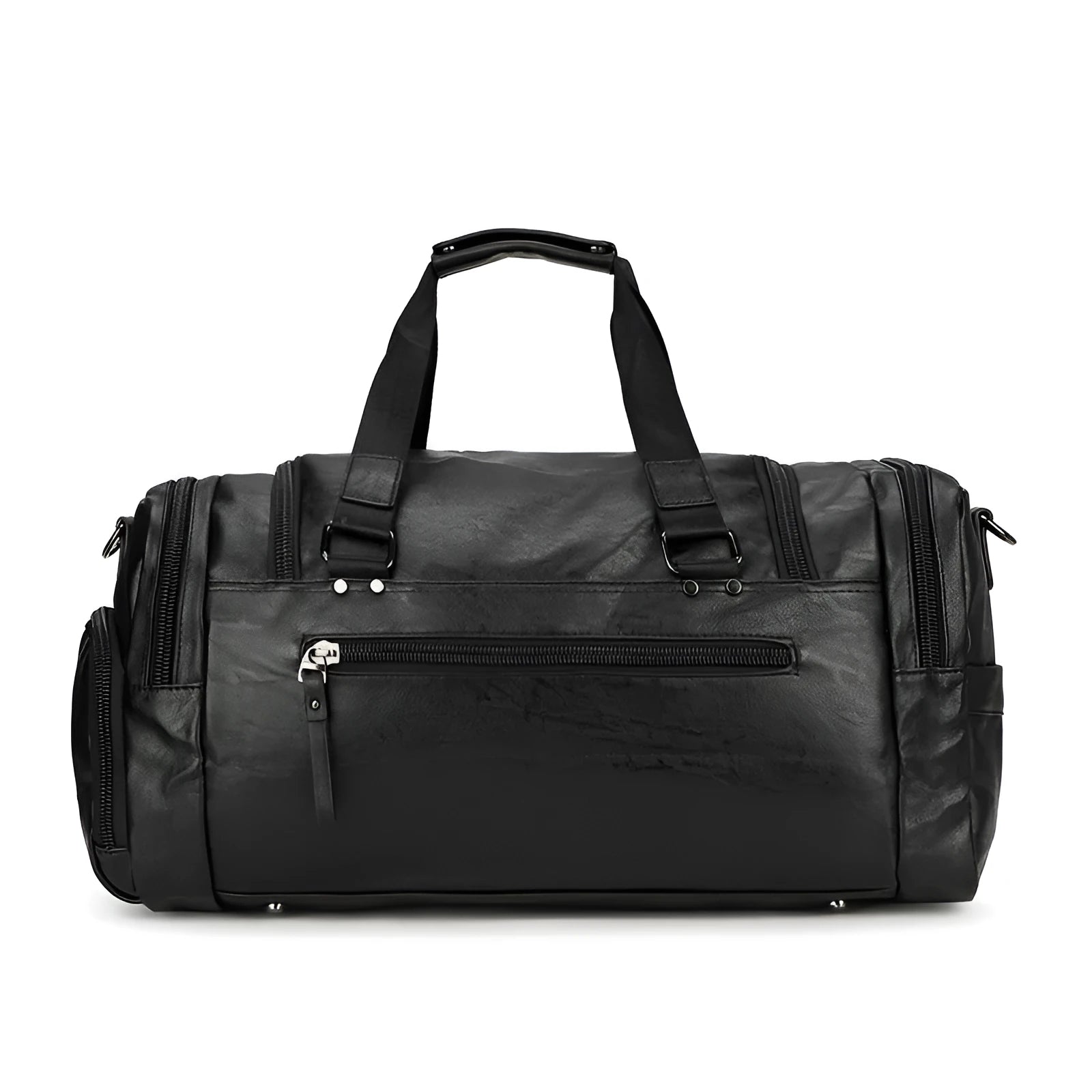 Black large capacity PU fabric travel shoe bag for luggage organisation.
