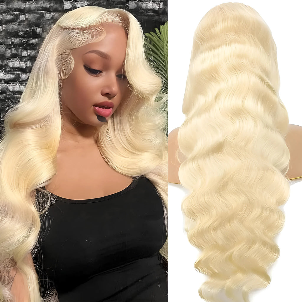 Women's lace front synthetic wig with medium-long curly style in M1 539 613# colour on a stand.