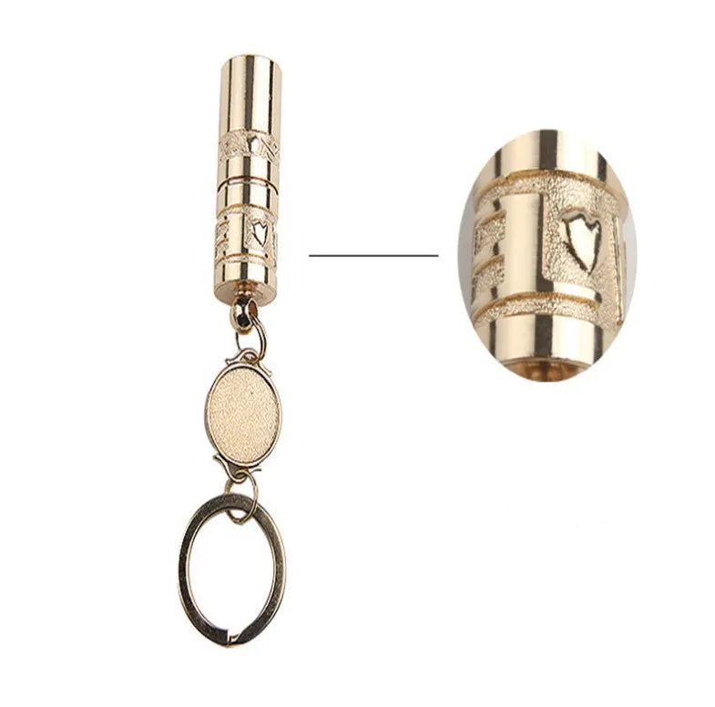 Gold zinc alloy waterproof LED keychain torch for outdoor emergency use