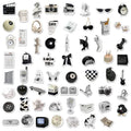 61 black and white simple style PVC vinyl stickers for laptops and phones.