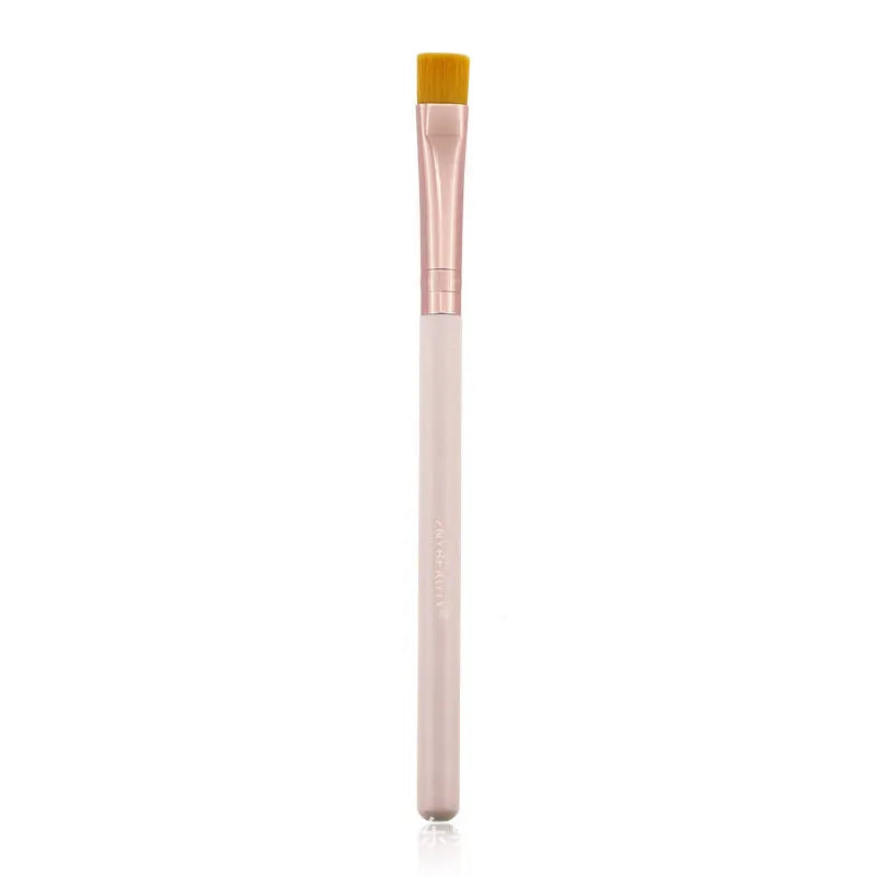 26 pink makeup brushes with wooden handles in a portable PU case