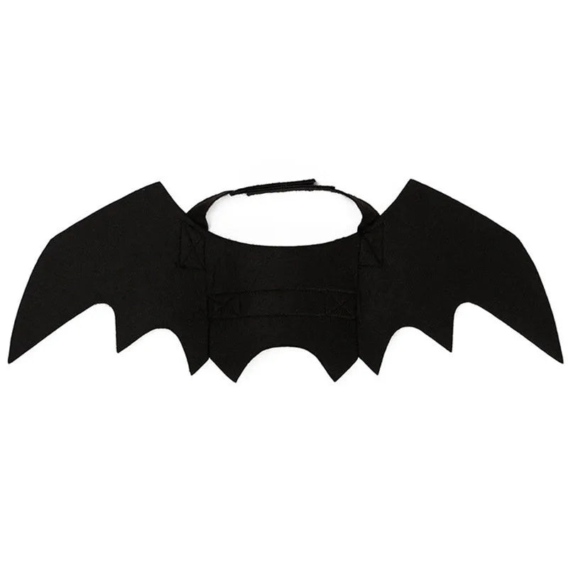 Black felt Halloween bat wings for cats and small dogs with Velcro neck and chest straps, 1PC