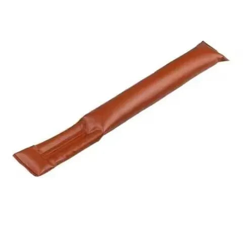 Leather-look PU car seat gap filler strip in black, beige, brown, and grey colours.