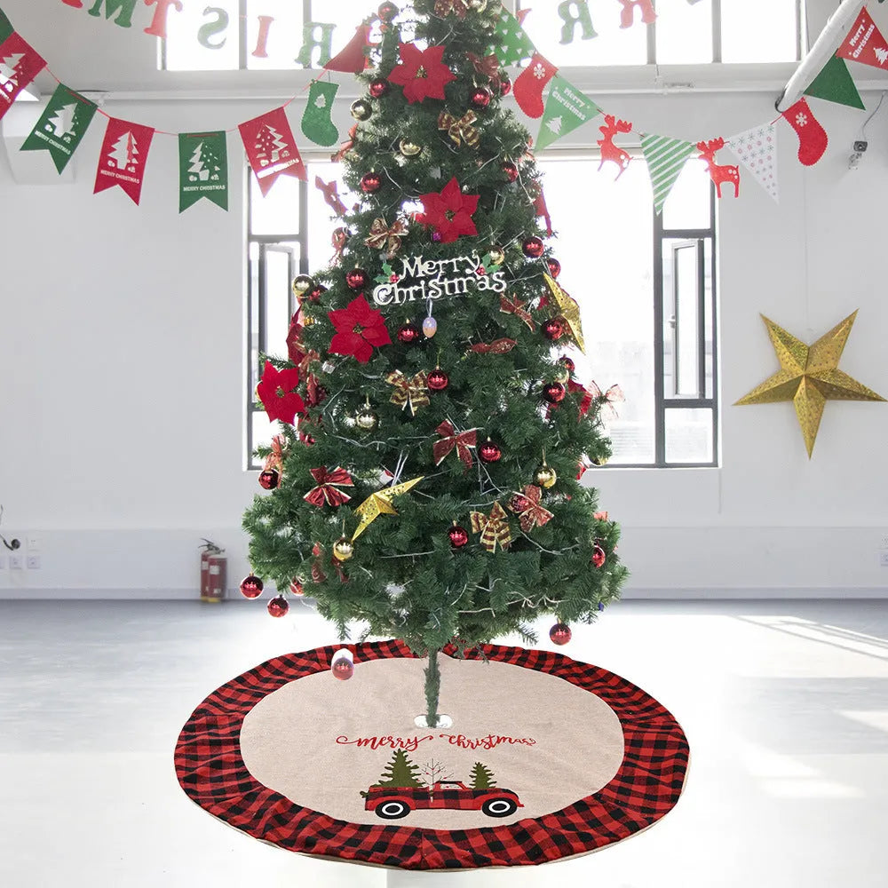 120cm diameter imitated linen Christmas tree skirt in colour as shown.