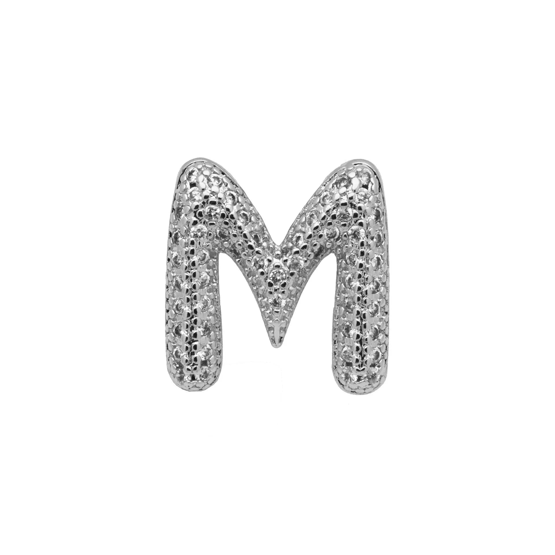 Copper letter bracelet with zirconium inlay showing detailed English character modelling in gold finish