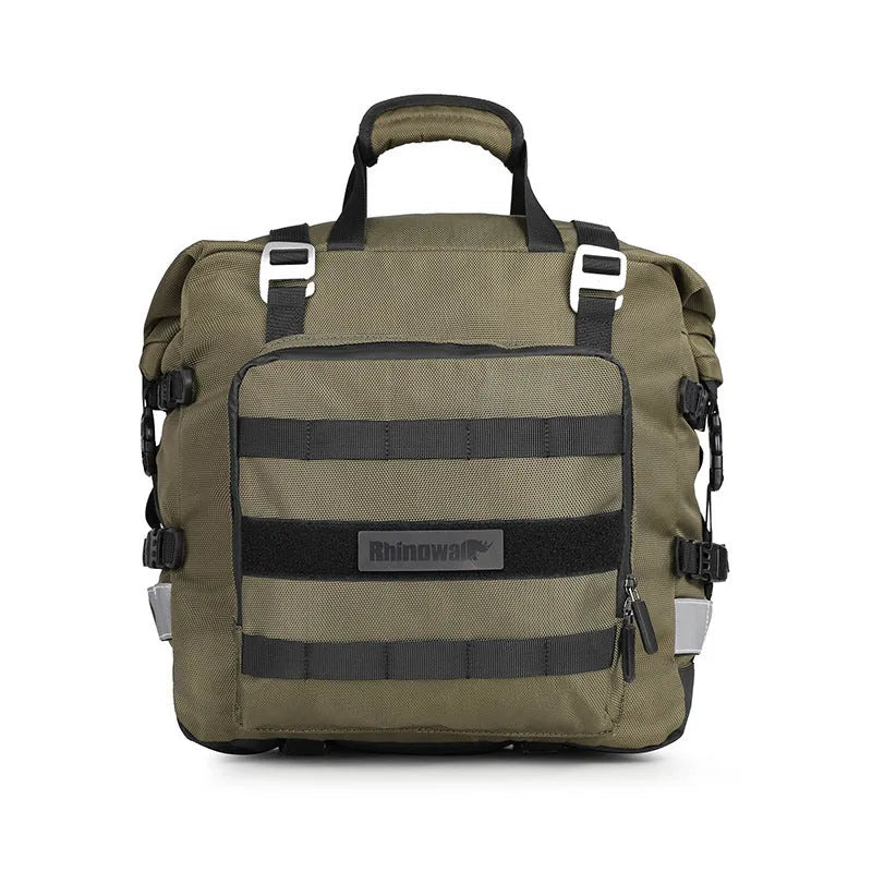 20 litre quick release motorcycle side bag in black or army green colour
