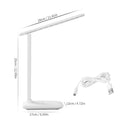 White plastic USB rechargeable bedside lamp with touch dimming for children's bedrooms.