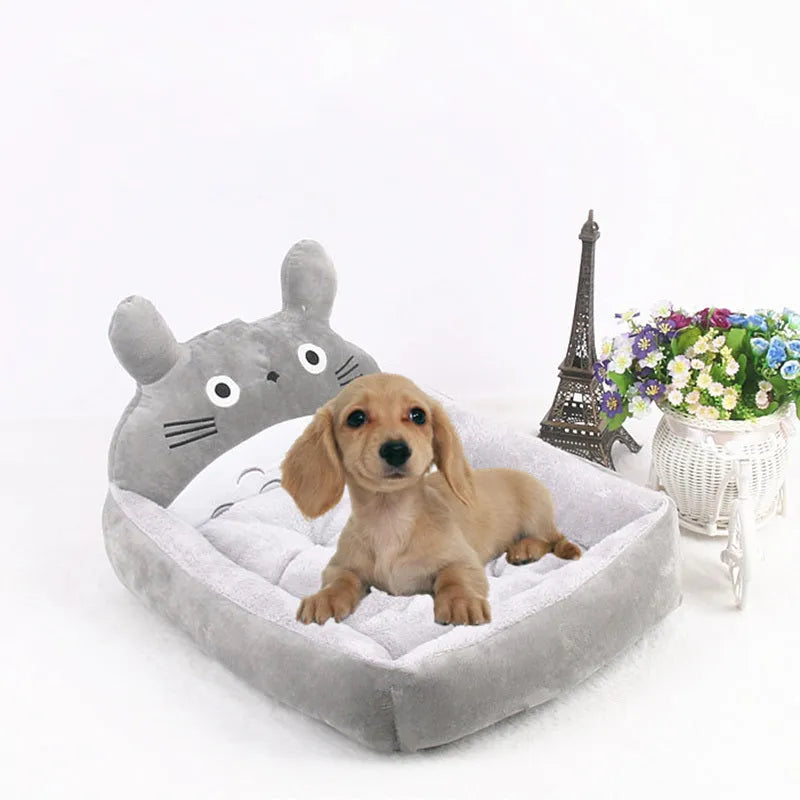 Soft plush cartoon-style sofa bed for a small dog or cat, shown in blue colour.