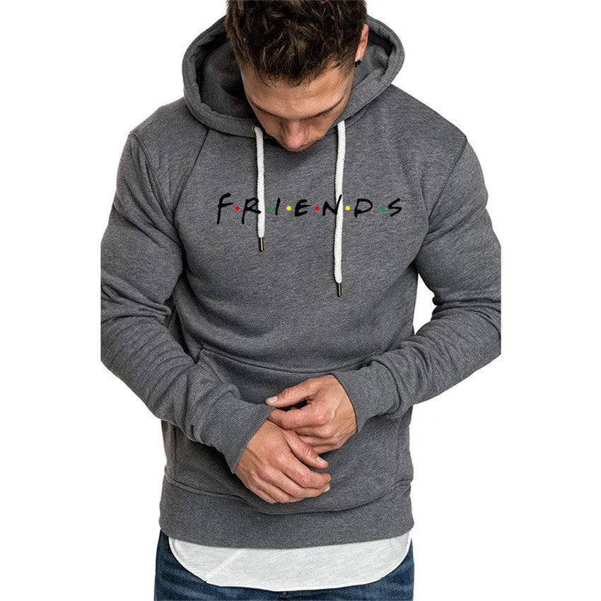Letter printed plush hoodie in black available in sizes S to 3XL
