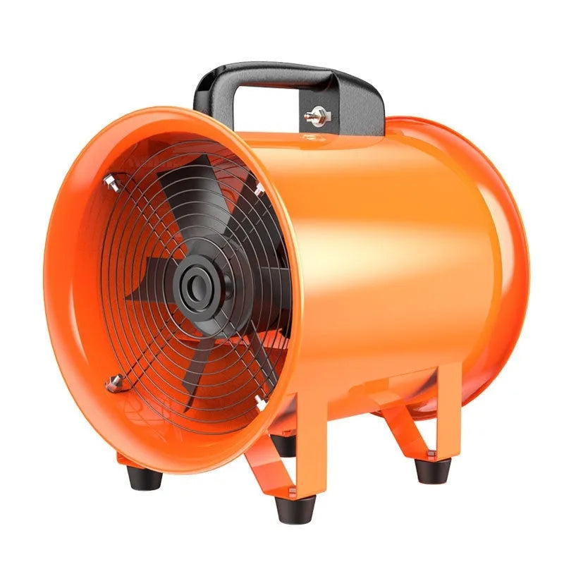 Portable 8-inch titanium steel industrial axial flow fan with a 5-metre air duct for ventilation.