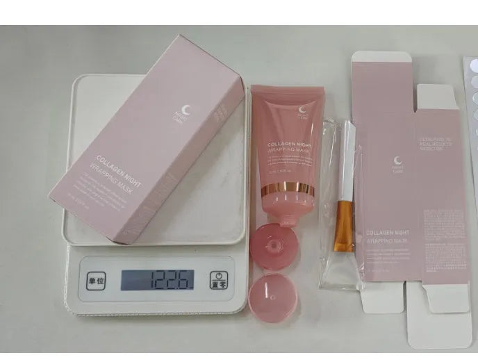 75ml collagen night face mask with application brush for overnight skin firming and hydration