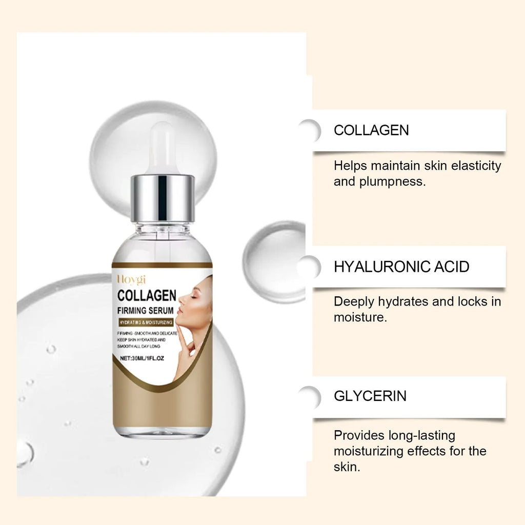 30ml bottle of collagen firming facial serum with hyaluronic acid.