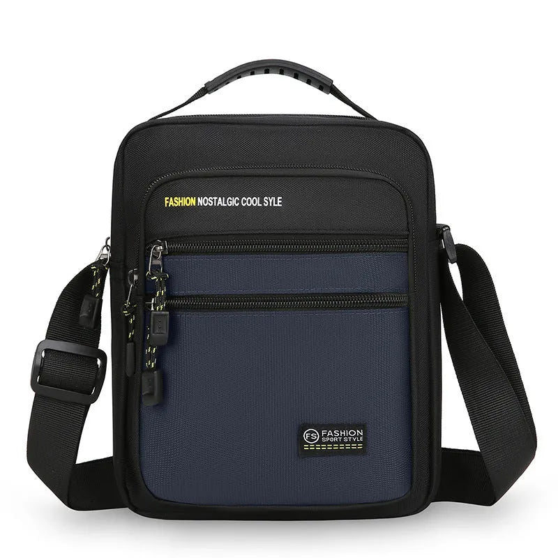 Men's nylon crossbody bag in green colour with waterproof construction and urban simplicity style