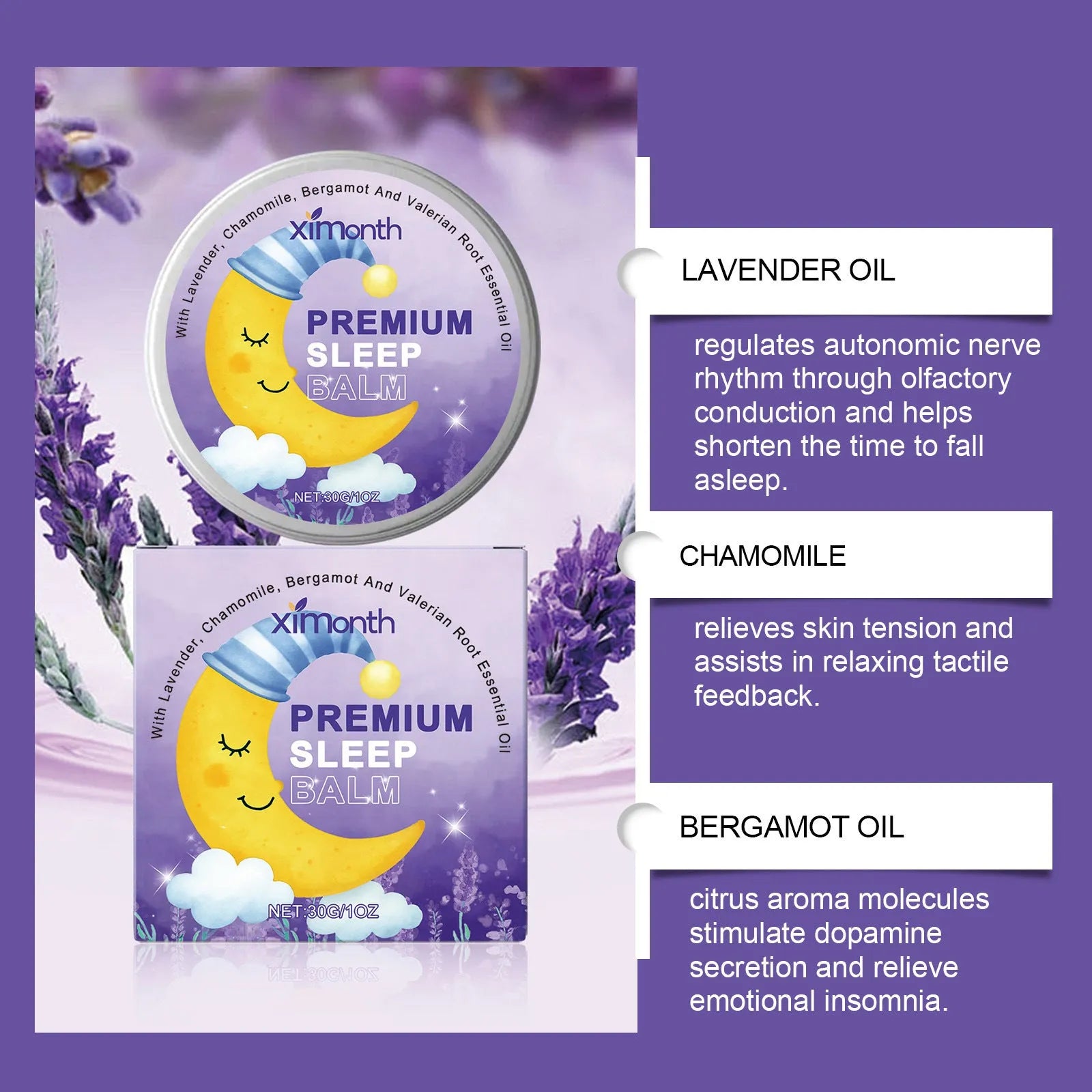 Sleep Goodnight Cream tube containing 30g of lavender and chamomile night cream for comfortable sleep.