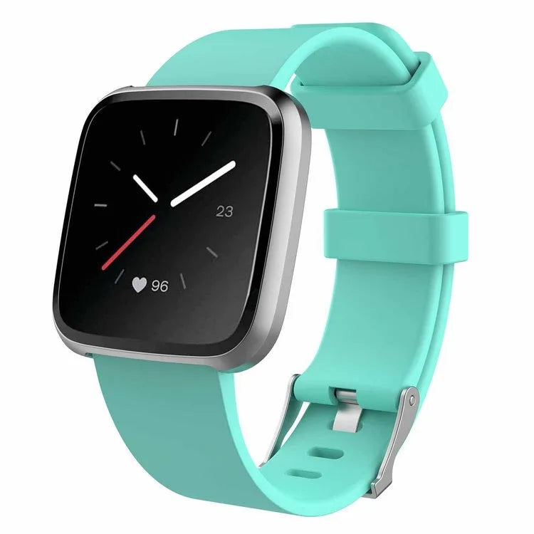 Fitbit Versa Lite replacement wrist strap in large size, showing TPE material and multiple colour options.