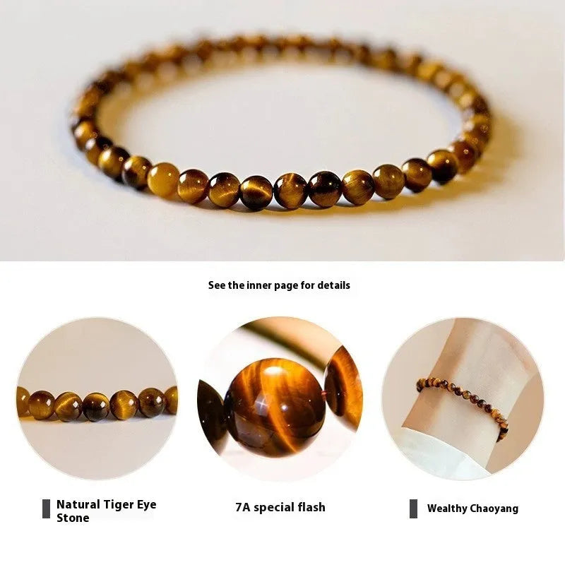 Handmade New Chinese style Tigereye bracelet with geometric round beads.