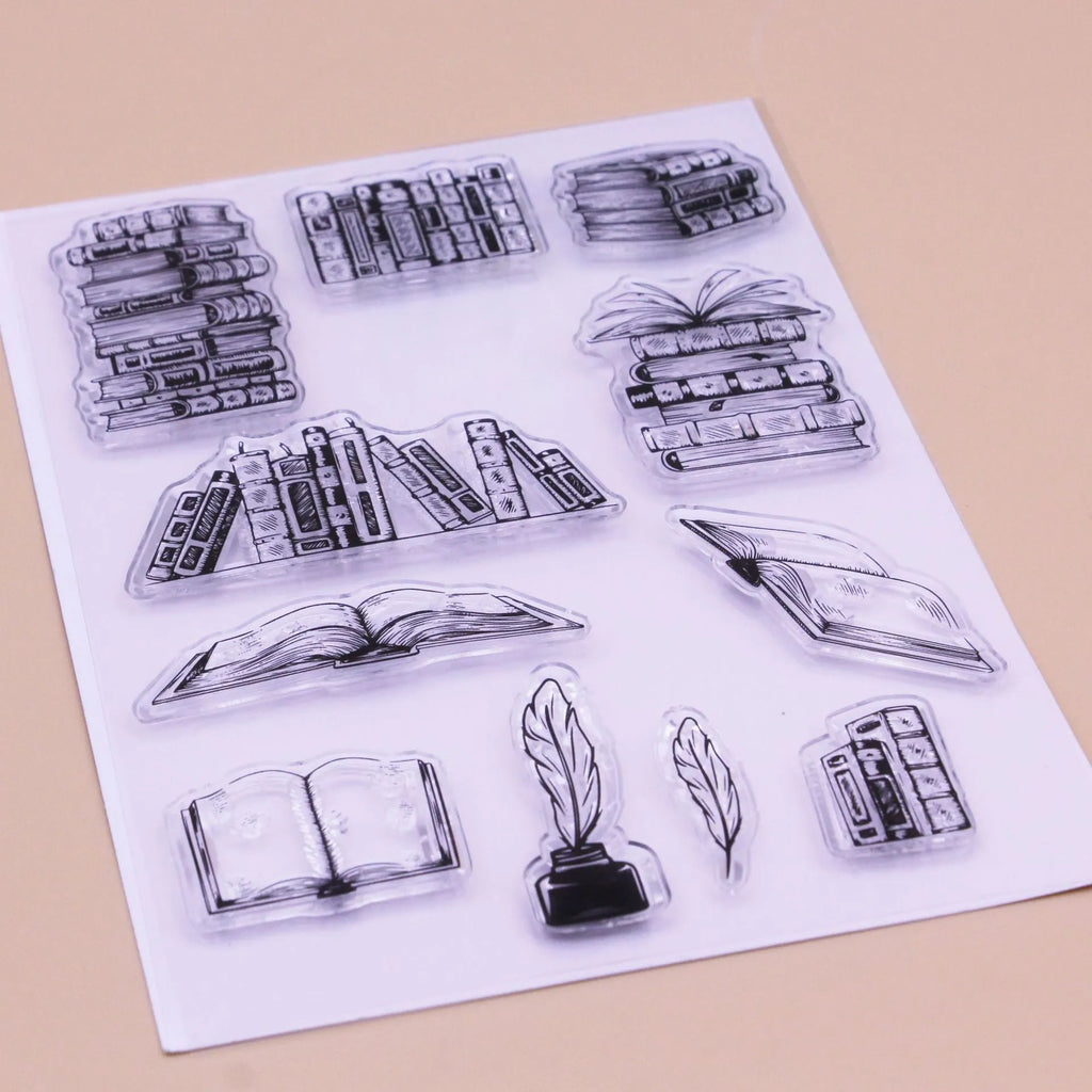 Transparent silicone stamp with white seal pattern for card making