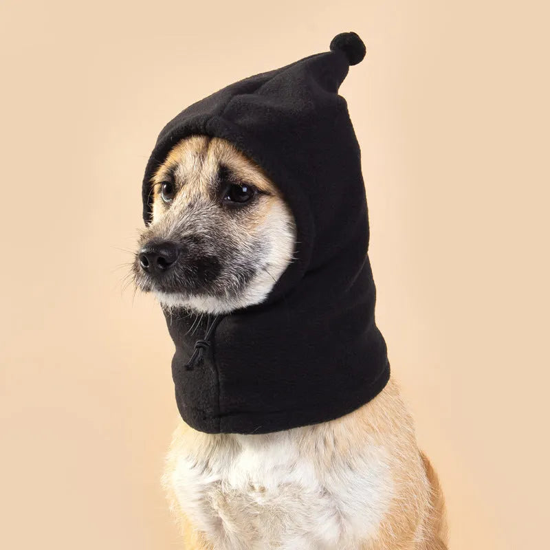 Cloth pet hat with bear face and rabbit ears for dogs or cats in leopard print colour.