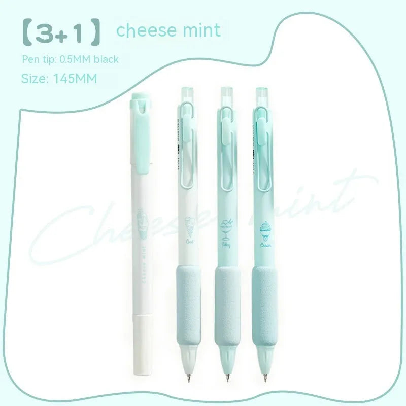 Double-headed fluorescent neutral pen with 0.5 mm tip and Cheese Mint, Sea Salt Ice Cup colours.