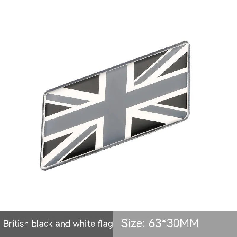 Aluminium national flag car sticker badge, parallelogram shape, 6.3 by 3 cm, for rear bumper.