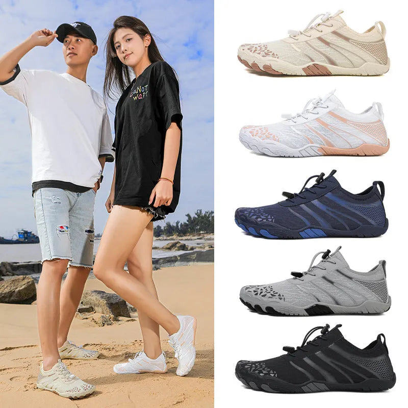 A826 model Lycra stretch fabric beach running shoes for upstream sports, shown in available colours.