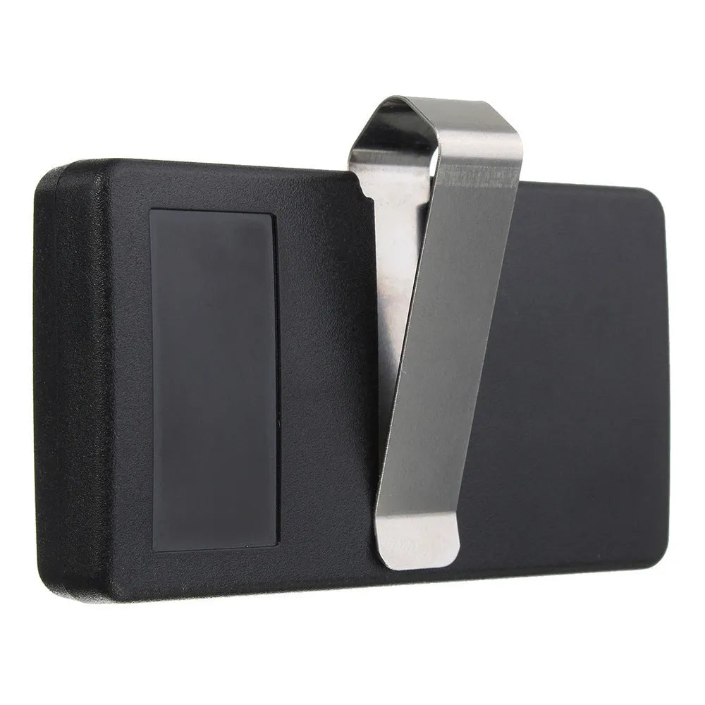 Black three-button garage door remote control compatible with Linear models, showing front button layout