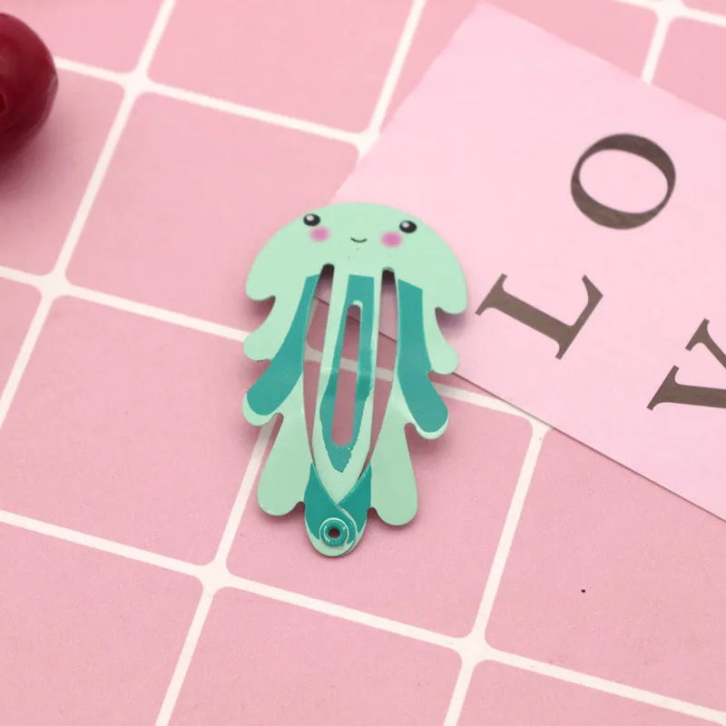 Children's metal hair barrette with colour printed watermelon and strawberry design