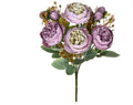 Artificial silk peony flower bouquet in Champagne gold and Sand Red terracotta colours for home decoration.