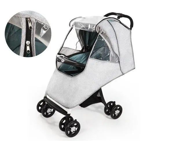 Universal baby stroller rain cover in waterproof cationic linen material