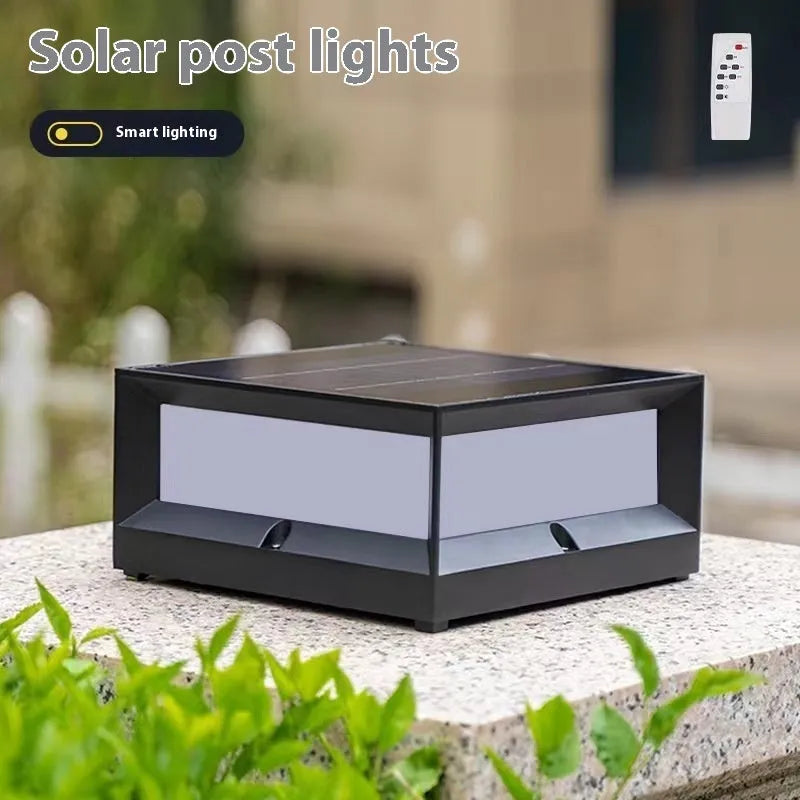 Aluminium outdoor solar LED column light with IP54 waterproof rating shown in two size options