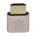Graphics card virtual display dongle with HDMI or DP connector in black, gold, or silver finish.
