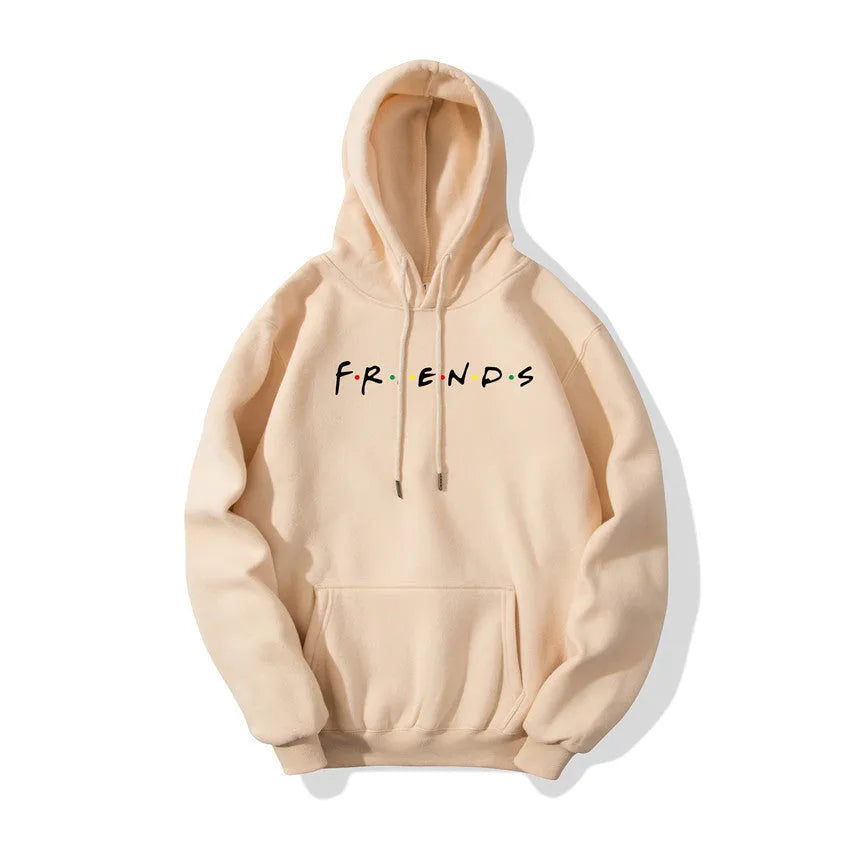 Letter printed plush hoodie in black available in sizes S to 3XL