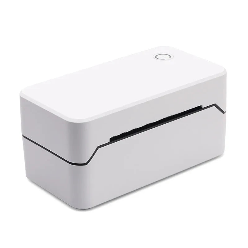 Compact white thermal receipt printer with Bluetooth and USB connectivity on a counter.