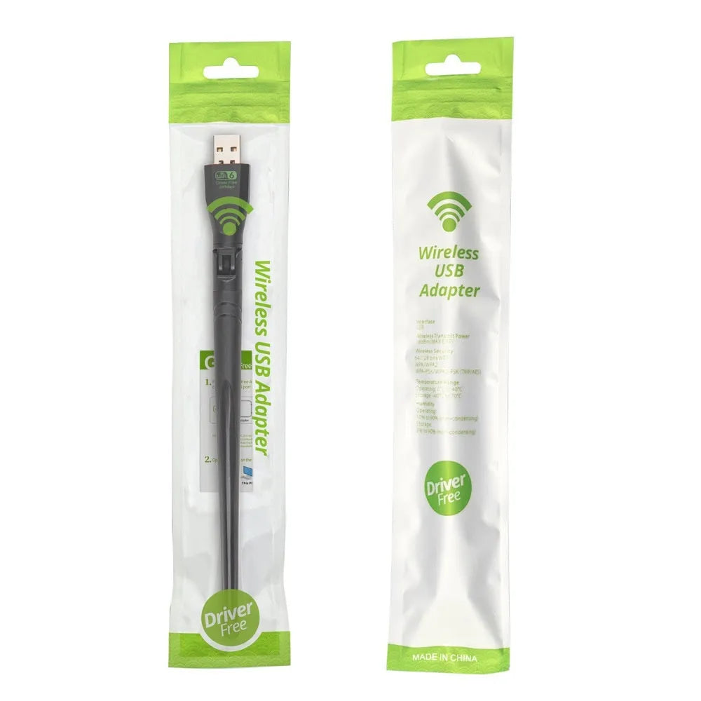 Black USB WiFi 6 wireless network card with driver-free operation for computers