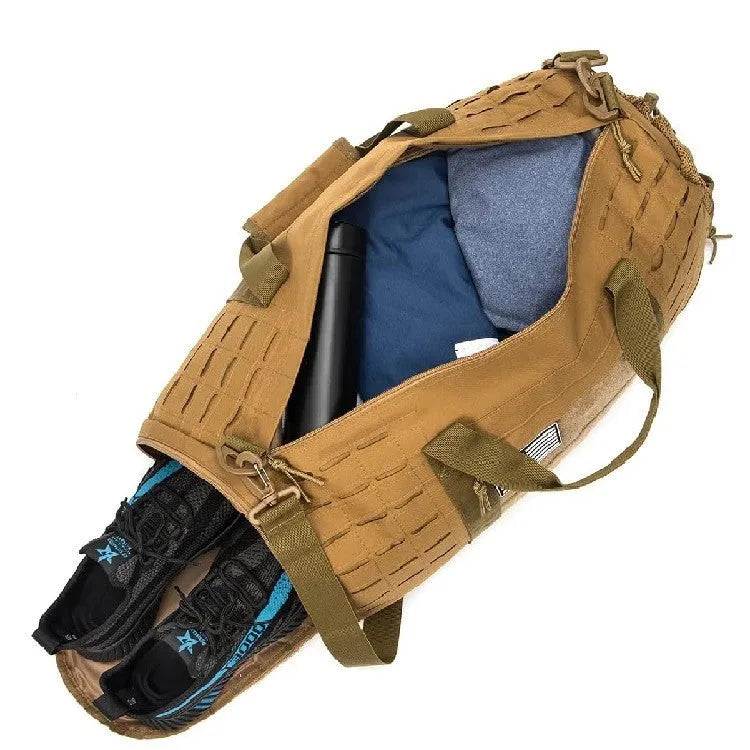 Men's waterproof Oxford cloth sports handbag with air pillow belt in khaki, army green, and black colour options